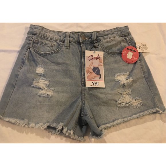 YMI Dream authentic Denim jeans Collection Distressed raw hem Shorts size 11/30 - Picture 1 of 9